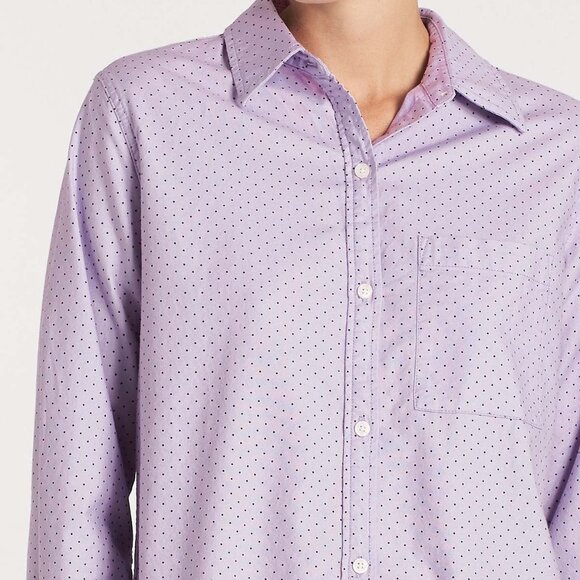 Current/Elliott Neal button down shirt in Orchid Polka Dot, Long sleeves, size 2 - Picture 3 of 15